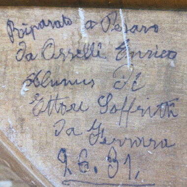 A note written inside a restored instrument